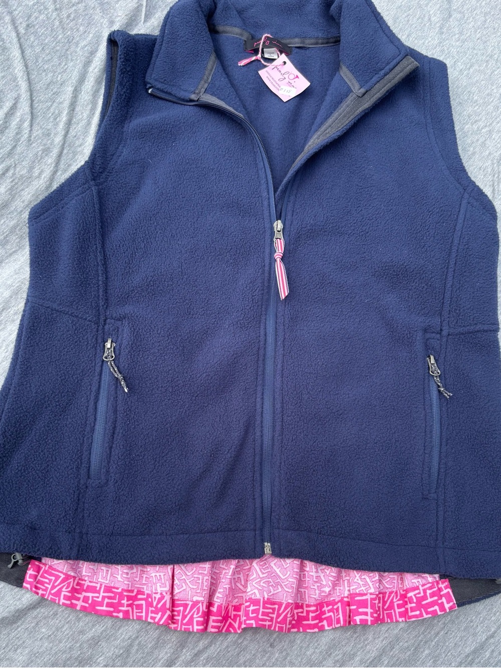 Pearly Vine by Heidi Ackley Navy Fleece Vest with Zip Pockets